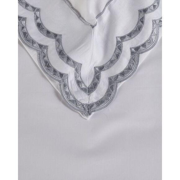 Maurizio Italy Double Scallop Duvet Set, White - Picture 2 of 2